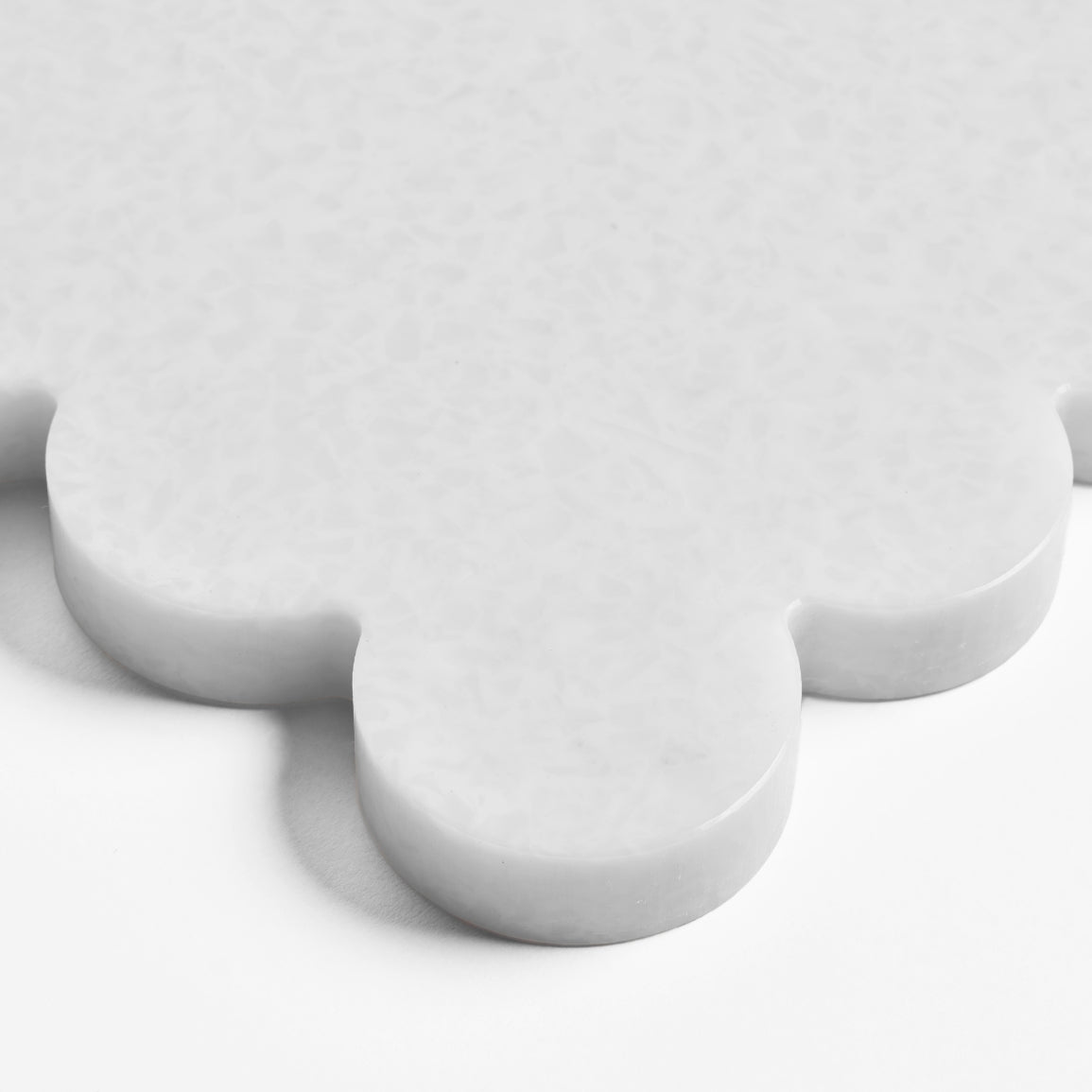 Pearl white CHOPIT chopping board with scalloped edge. Art for your kitchen creative