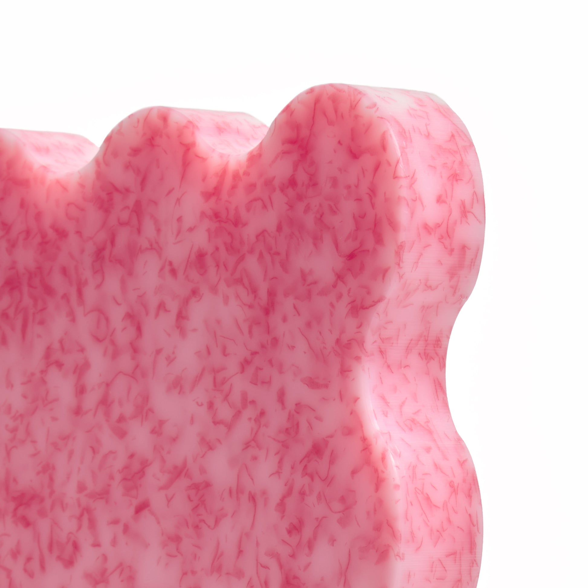 Bubblegum Pink CHOPIT chopping board with scalloped edge. Colourful chopping board for your kitchen, close-up