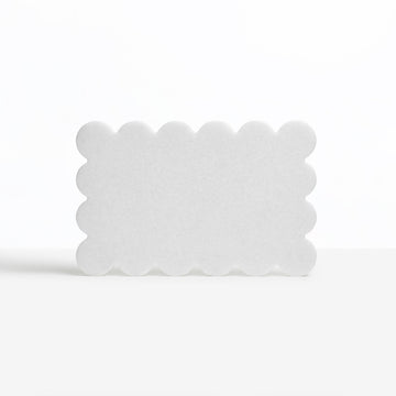 Pearl white CHOPIT chopping board with scalloped edge. Art for your kitchen