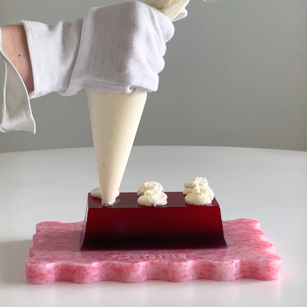 Jelly on the mini bubblegum pink chopit chopping board