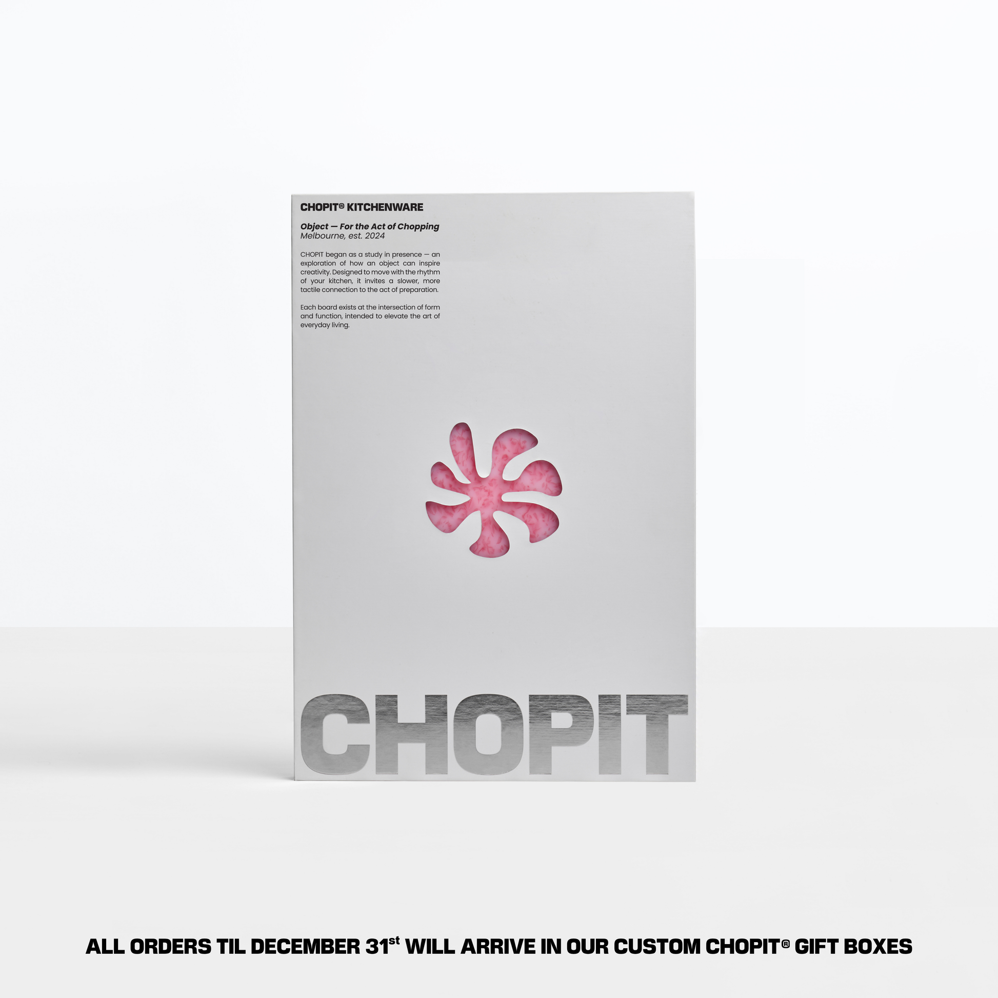 packaging box for the bubblegum pink chopit chopping board
